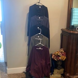 5 long Sleeve 5 button tees large